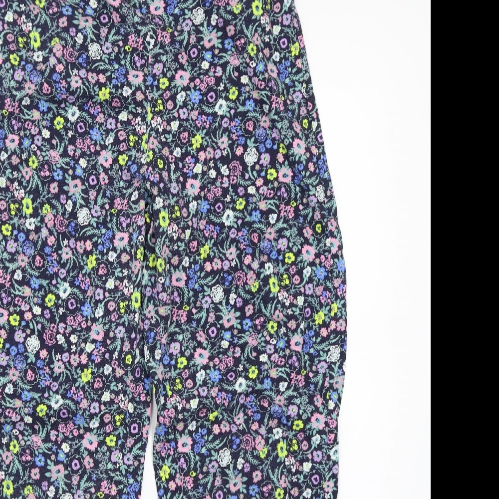 H&M Womens Blue Floral  Trousers  Size 14 L24 in