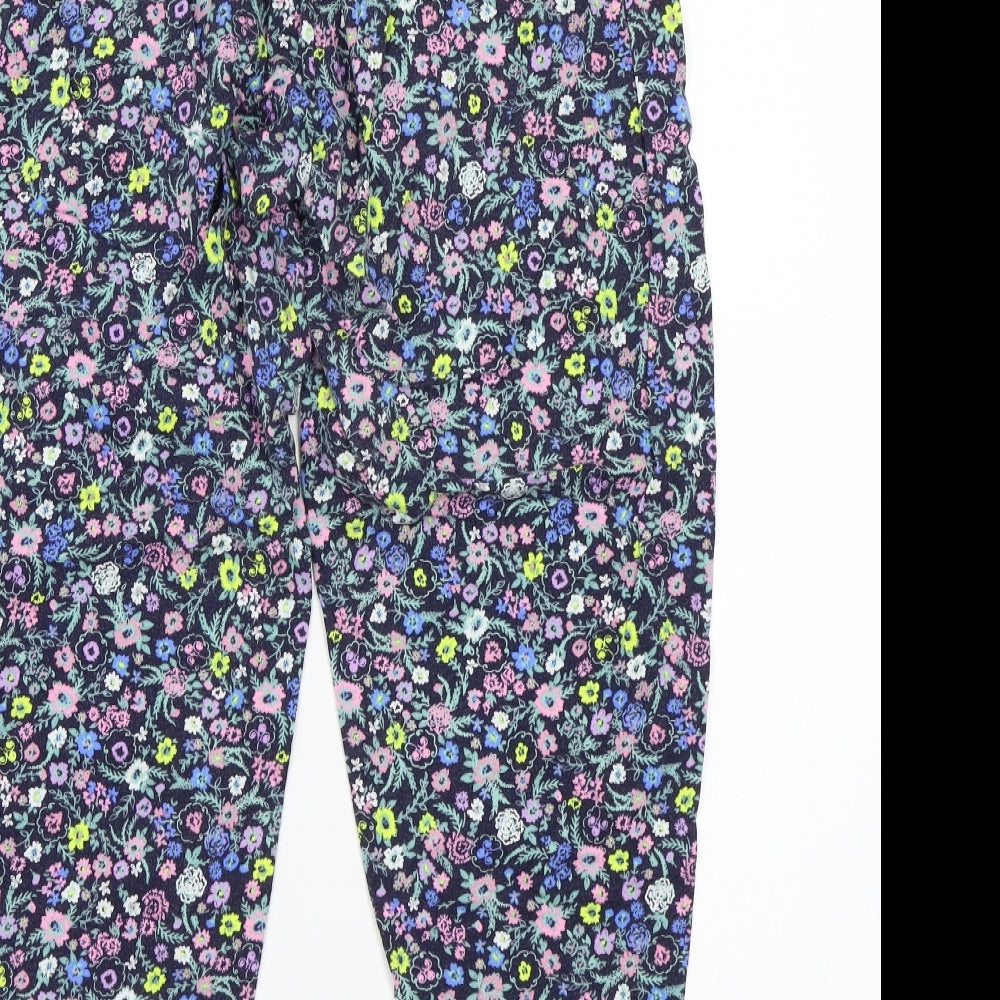 H&M Womens Blue Floral  Trousers  Size 14 L24 in