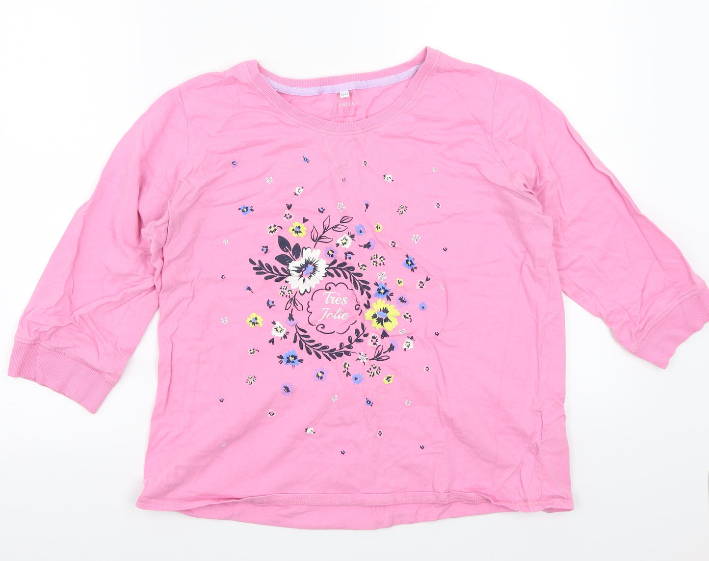 lounge & sleep Womens Pink Floral  Basic T-Shirt Size 12