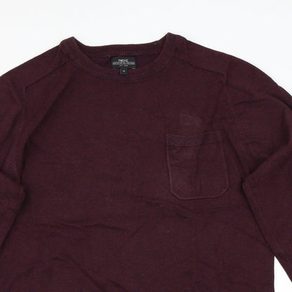 Close-up detail of Next men’s purple jumper, size M