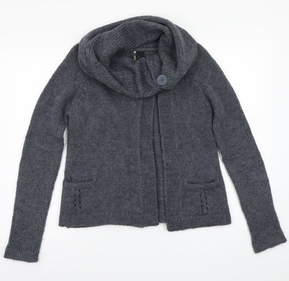Front view of Topshop women’s grey jumper, size UK 6