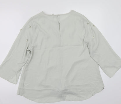 Back view of Preworn women’s grey basic t-shirt, size UK 14