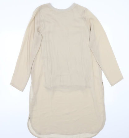 Additional front view of Edit women’s beige basic t-shirt, size UK 8