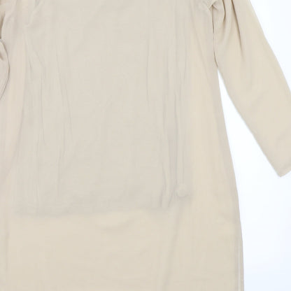 Brand and care label for Edit women’s beige basic t-shirt, size UK 8