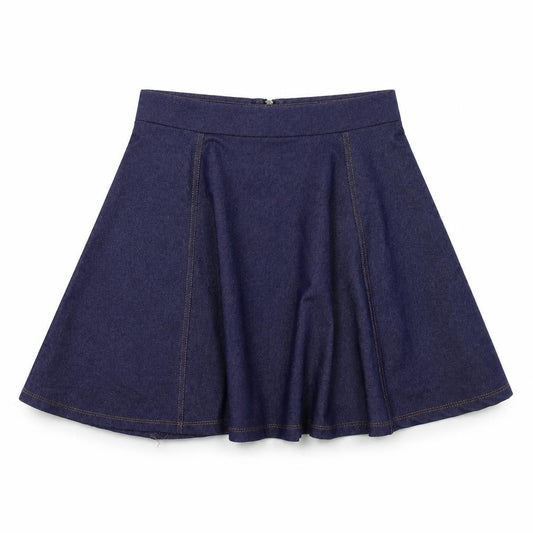 Front view of H&M women’s blue a-line skirt, size S