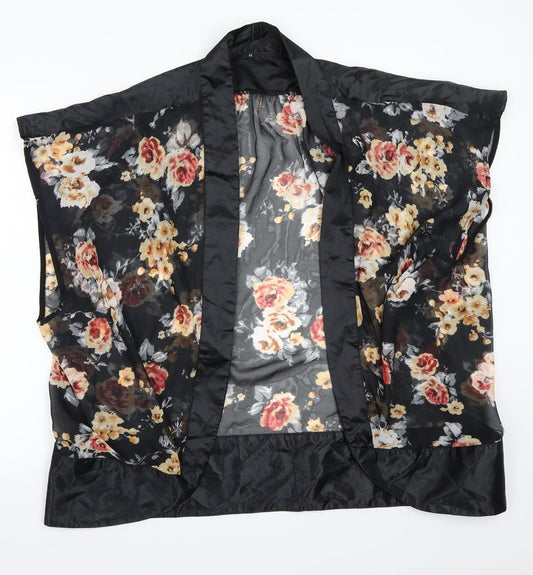 Preworn Womens Black Floral  Cardigan Jumper Size M