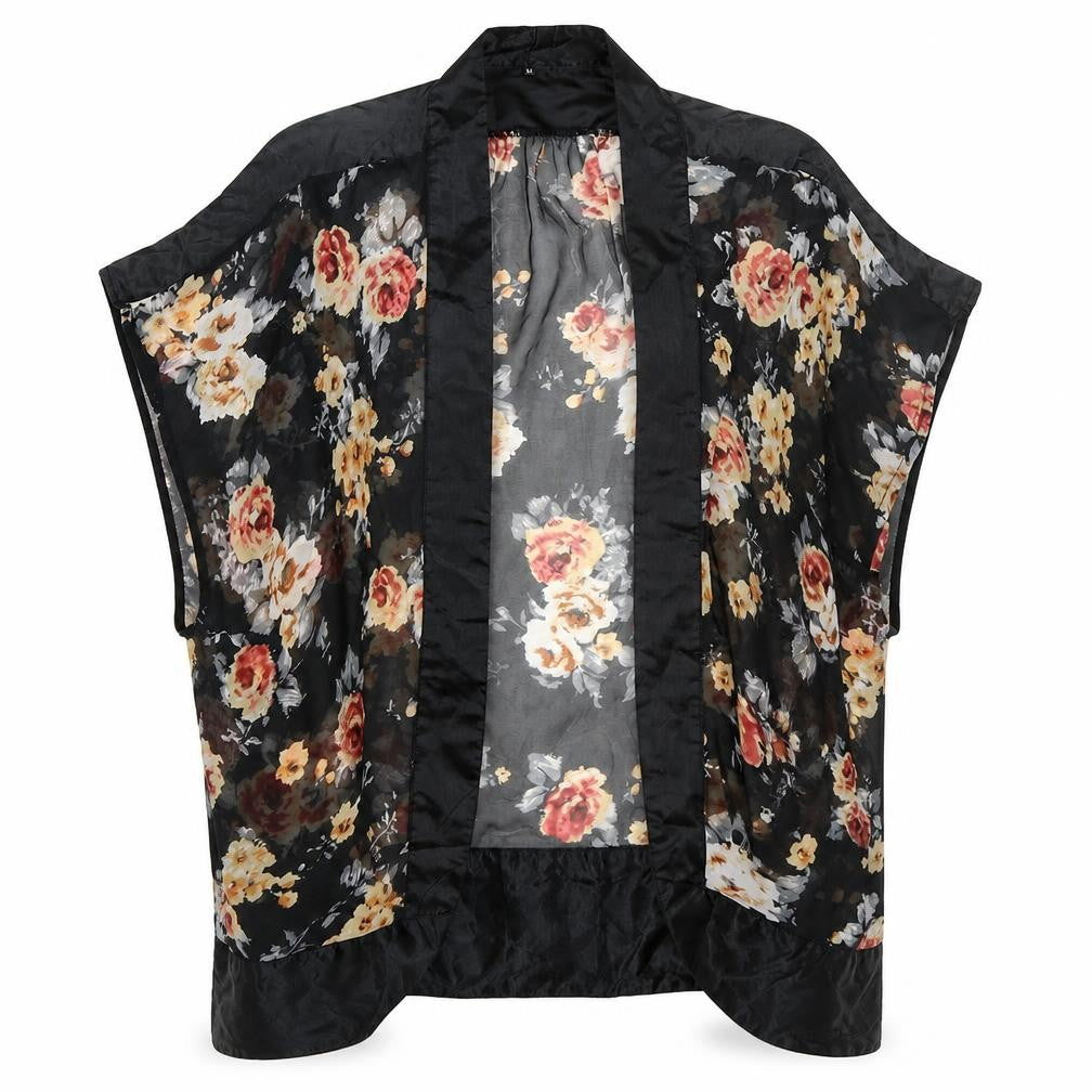 Preworn Womens Black Floral  Cardigan Jumper Size M