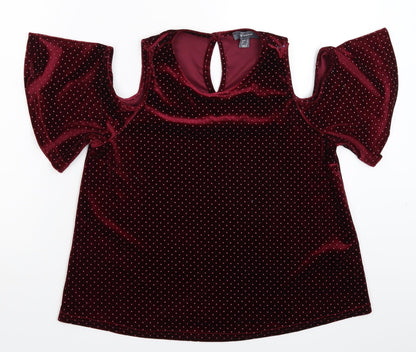 Additional front view of Primark women’s pink polka dot basic blouse, size UK 12
