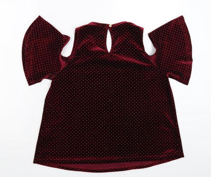 Back view of Primark women’s pink polka dot basic blouse, size UK 12