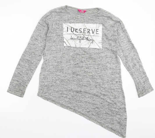 Young Dimension Girls Grey  Knit Pullover Jumper Size 12-13 Years