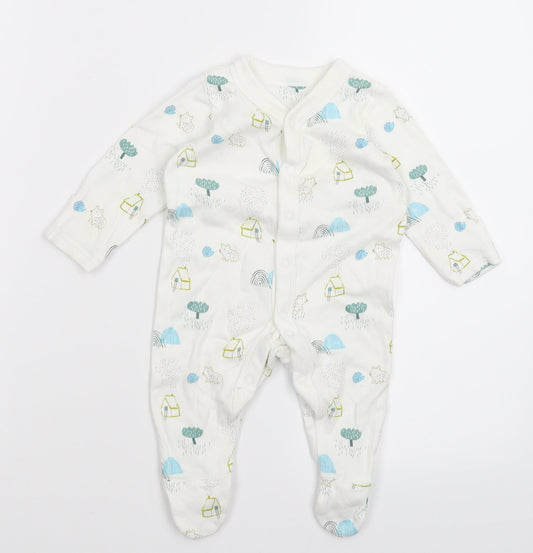 Marks and Spencer Baby White   Babygrow One-Piece Size 0-3 Months