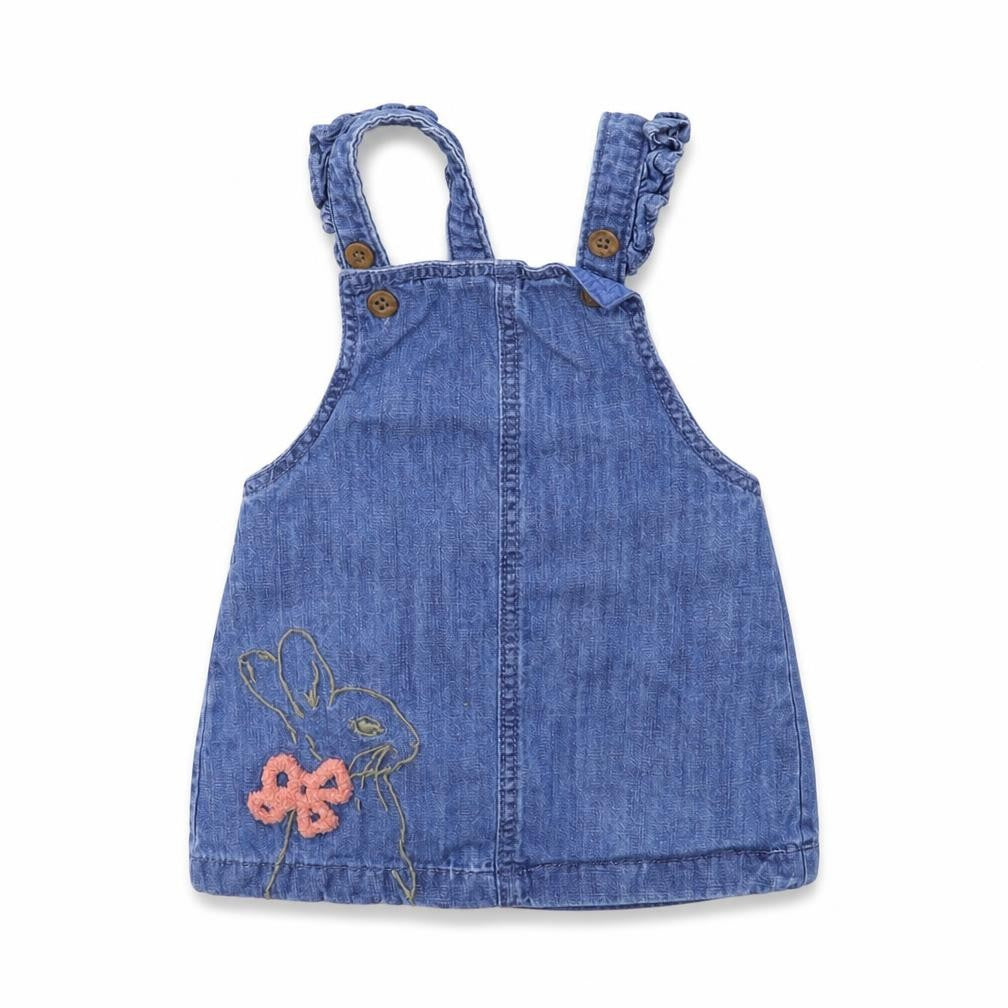 Marks & Spencer Girls Blue  Denim Pinafore/Dungaree Dress  Size 3-6 Months