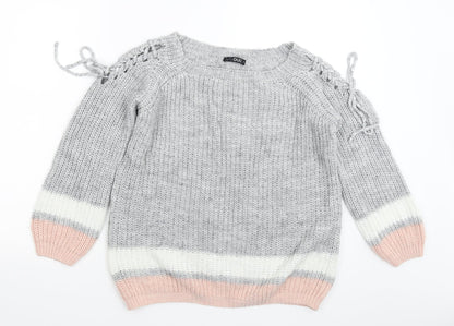 Additional front view of Quiz women’s multicoloured knit jumper, size S