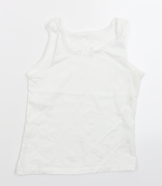 George Girls White   Basic Tank Size 7-8 Years