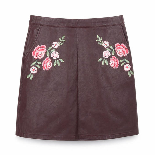 Front view of New Look women’s purple a-line skirt, size UK 6