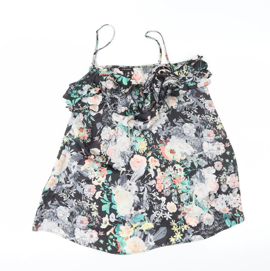 River Island Womens Black Floral  Camisole Blouse Size 8