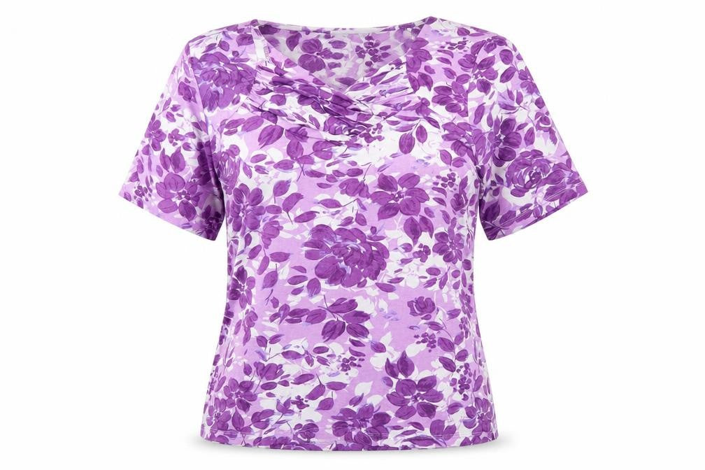 Cotswold Collection Womens Purple Floral  Basic T-Shirt Size M