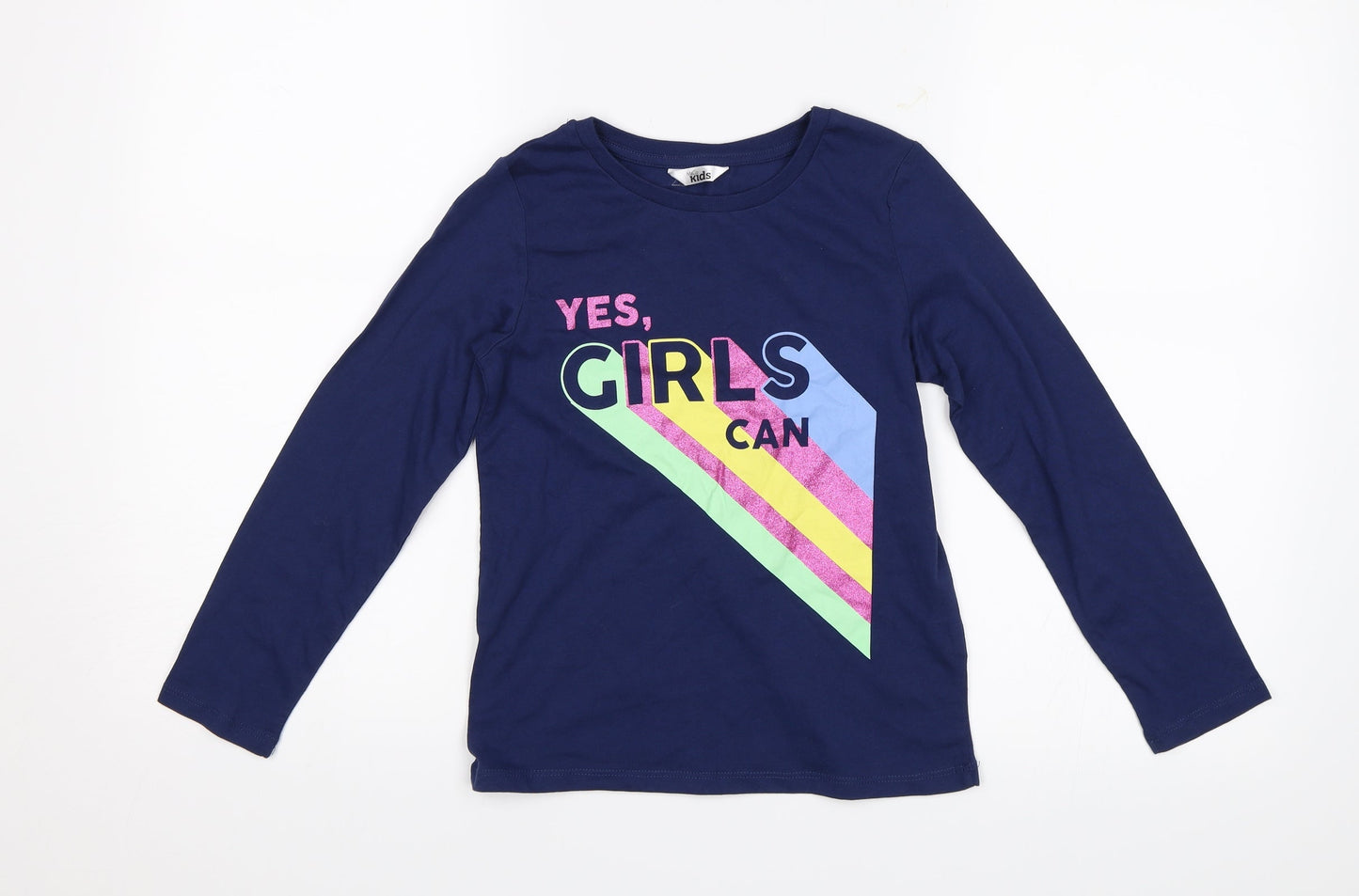 M&Co Girls Blue   Jersey T-Shirt Size 7-8 Years  - Yes, girls can