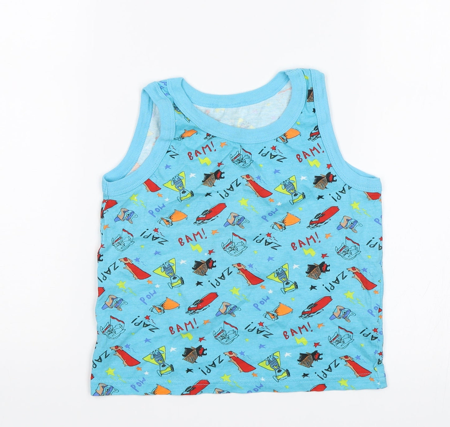 George Boys Blue   Basic Tank Size 5-6 Years  - Superhero