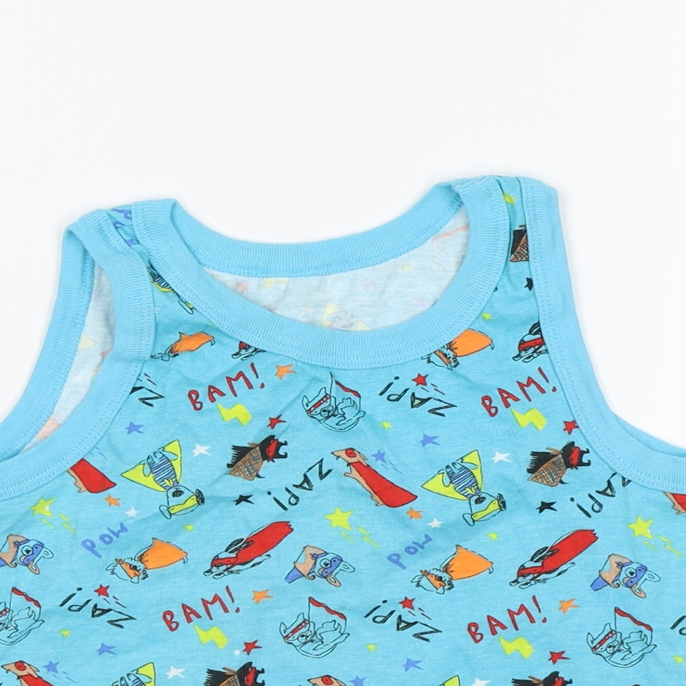 George Boys Blue   Basic Tank Size 5-6 Years  - Superhero
