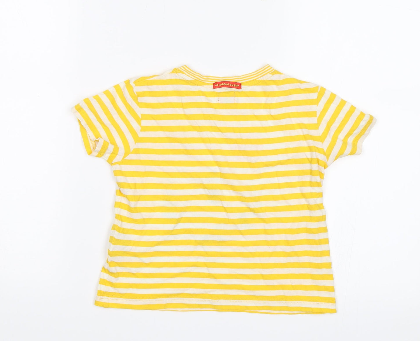 No Added Sugar Boys Yellow Striped  Basic T-Shirt Size 4 Years
