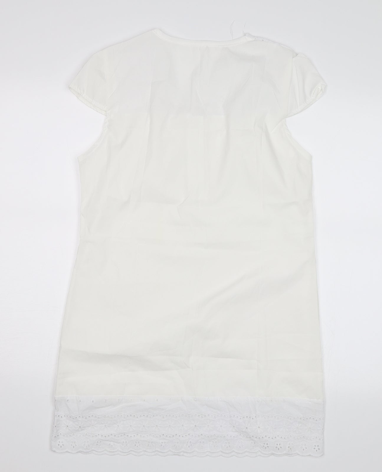 Preworn Girls White Solid  Top Dress Size XL