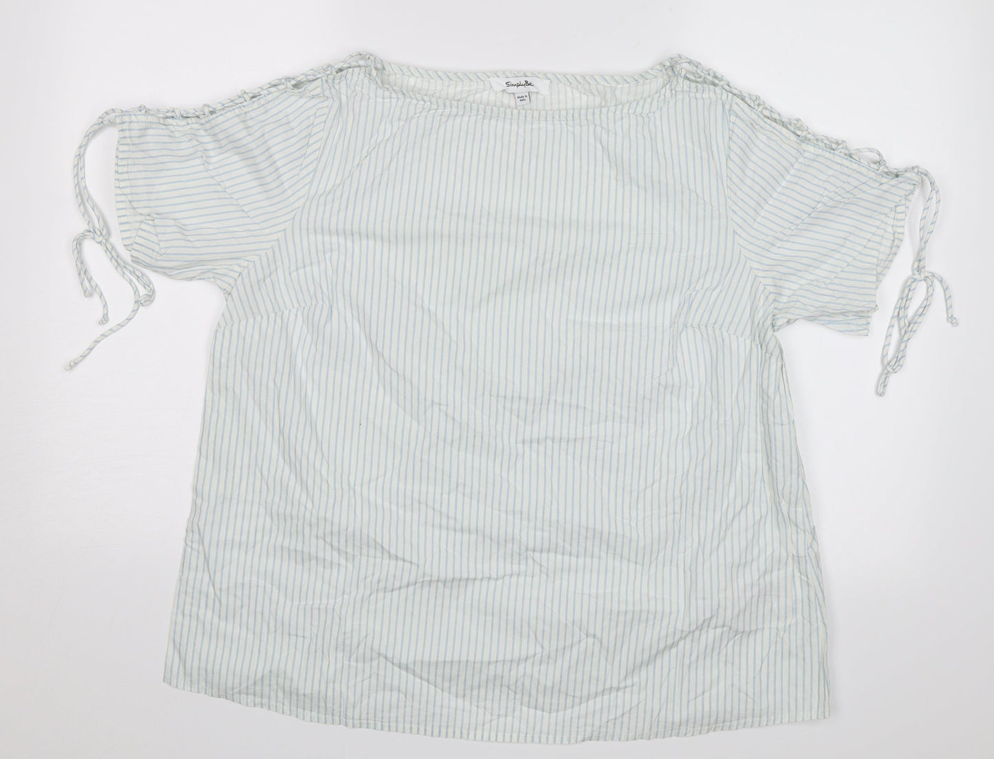 Simply Be Womens White Striped  Basic Blouse Size 16