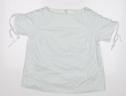 Preloved Simply Be Womens White Striped  Basic Blouse Size 16 - Front