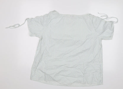 Preloved Simply Be Womens White Striped  Basic Blouse Size 16 - Back