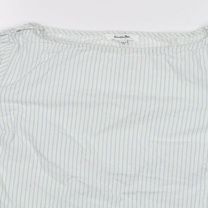 Preloved Simply Be Womens White Striped  Basic Blouse Size 16 - Detail