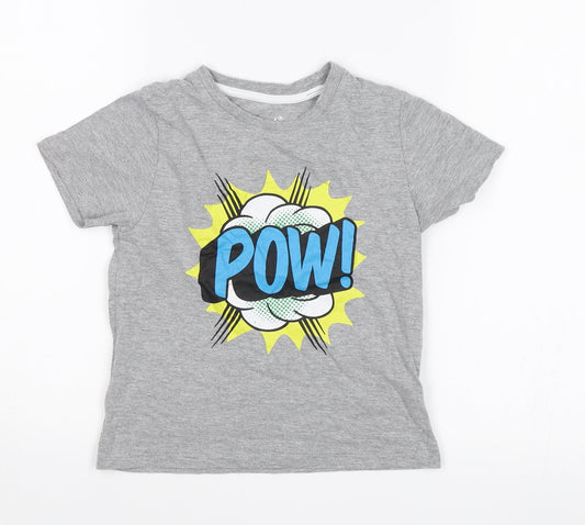 Primark Boys Grey   Basic T-Shirt Size 5-6 Years  - Pow