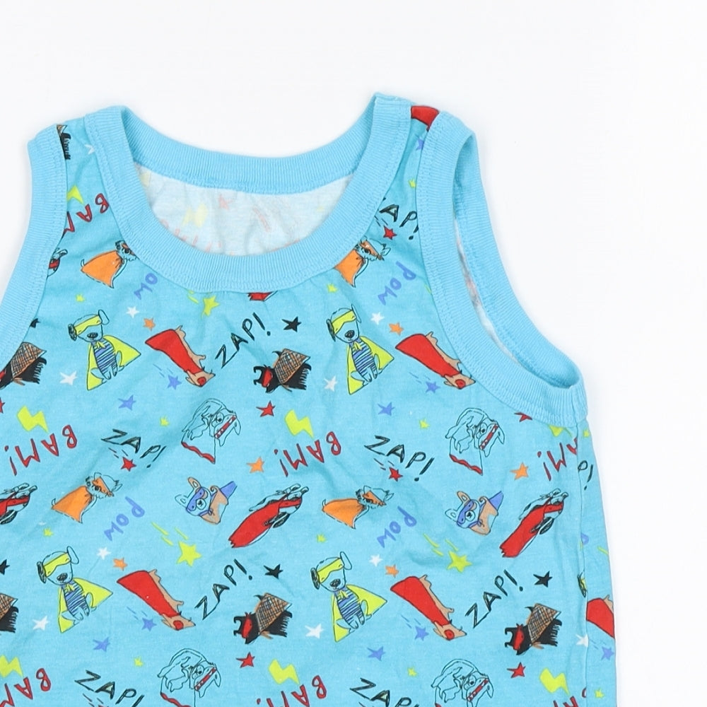 George Boys Blue   Basic Tank Size 5-6 Years  - Superheros