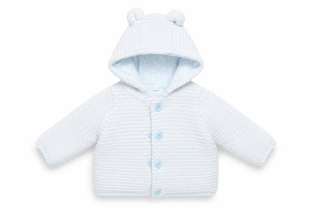 Marks & Spencer Baby Blue Striped  Full Zip Jumper Size 0-3 Months  - Ears