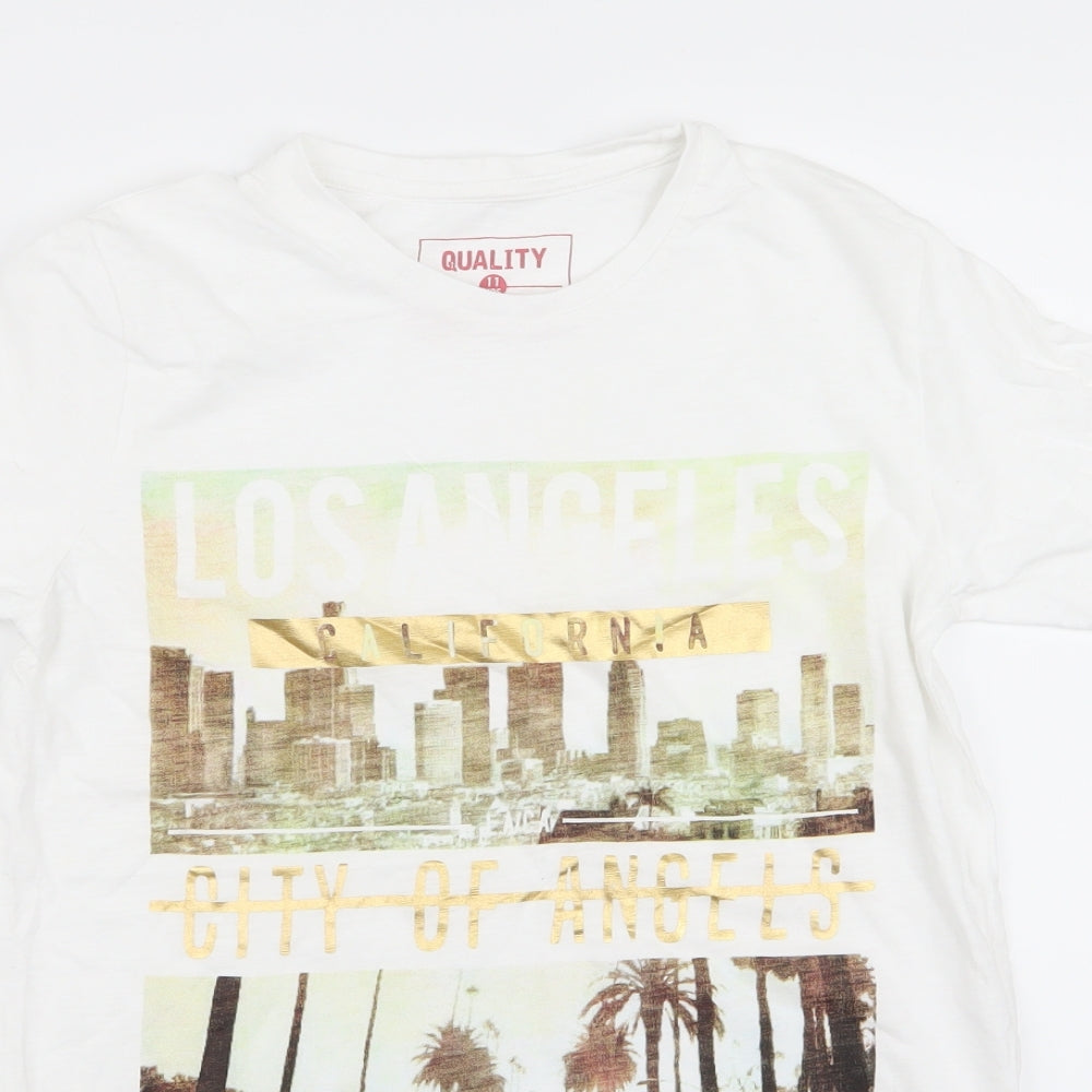 Preworn Boys White   Basic T-Shirt Size 10-11 Years