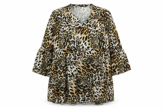 Womens Black Animal Print  Shirt Dress  Size L