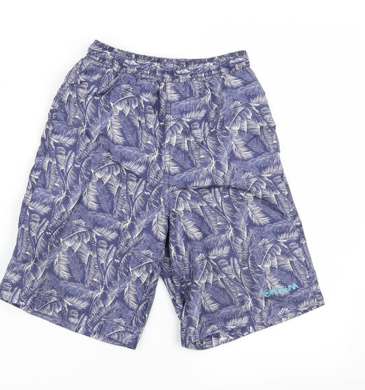 preoworn Boys Blue Floral Ramie Bermuda Shorts Size 7 Years