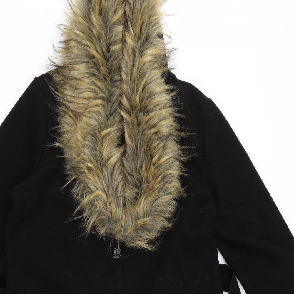Preworn Womens Black   Overcoat Coat Size 10