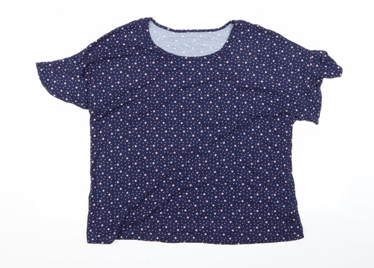 Preworn Womens Blue Polka Dot  Basic Blouse Size 12  - 20
