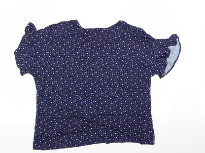 Preworn Womens Blue Polka Dot  Basic Blouse Size 12  - 20