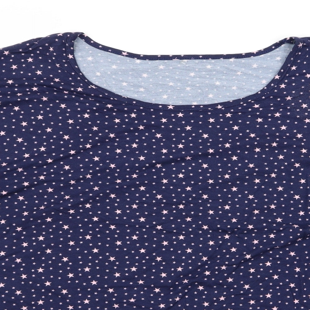 Preworn Womens Blue Polka Dot  Basic Blouse Size 12  - 20