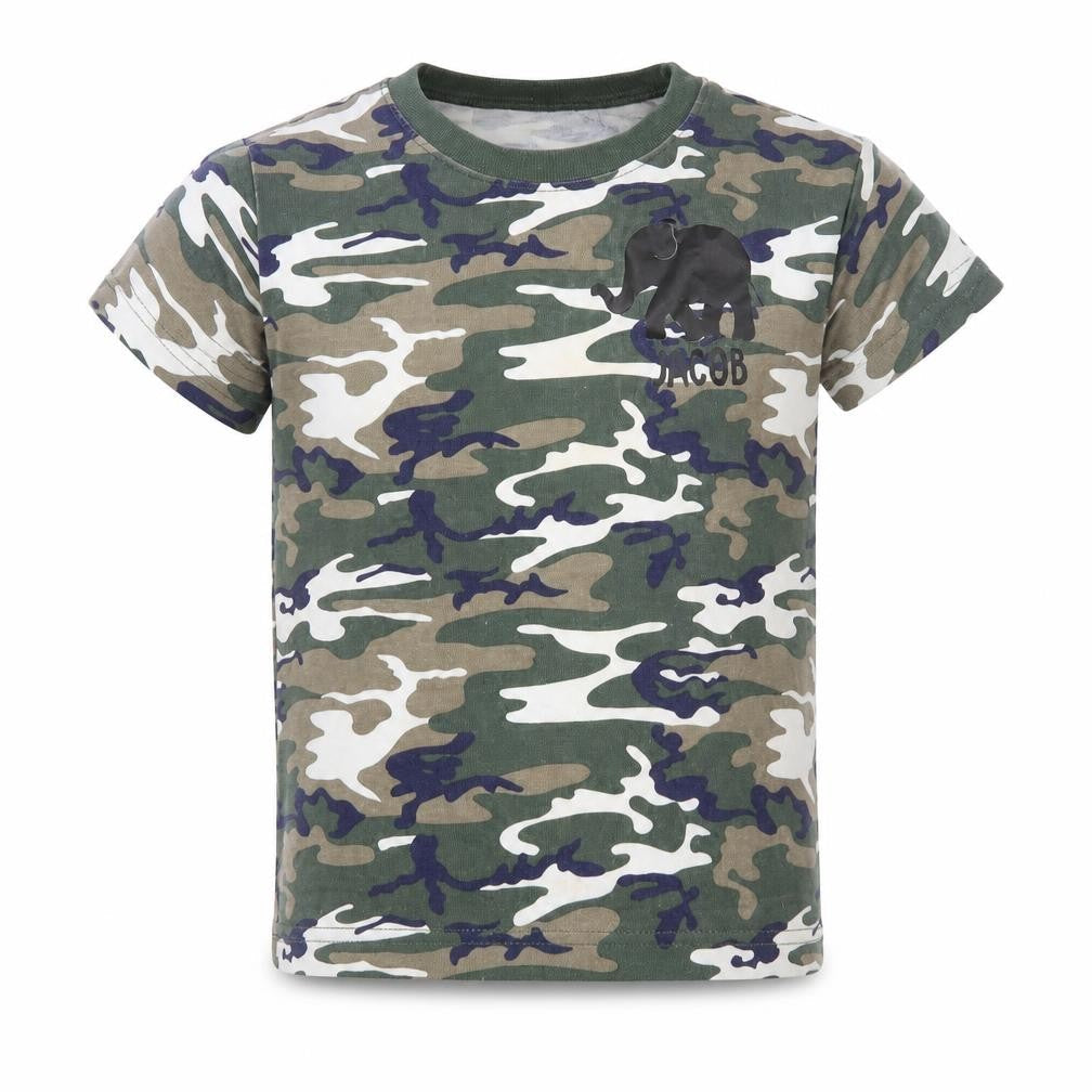 Preworn Boys Green Camouflage  Basic T-Shirt Size 4-5 Years