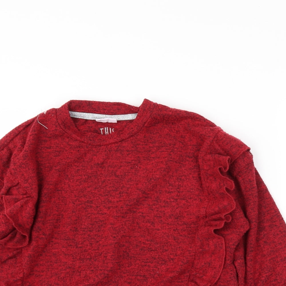 F&F Girls Red   Pullover Jumper Size 5-6 Years
