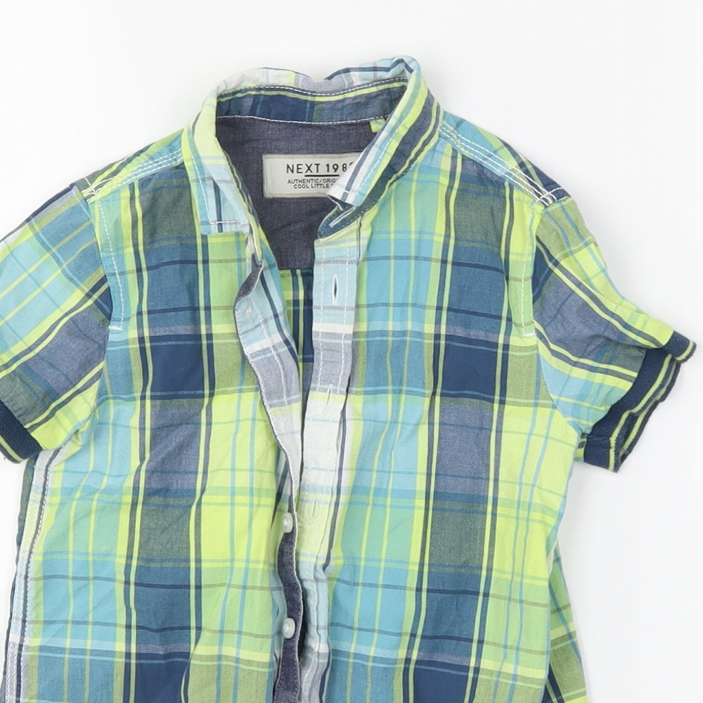 NEXT Boys Green Plaid  Basic Button-Up Size 2-3 Years