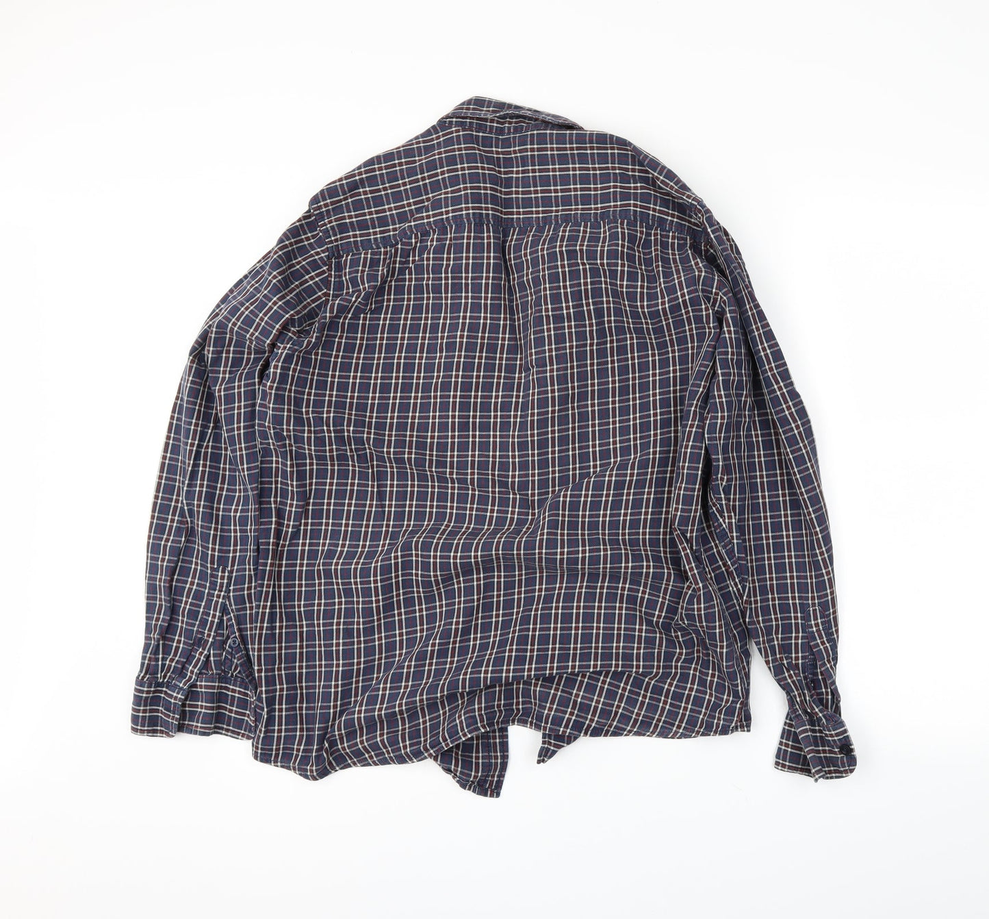 F&F Mens Blue Plaid   Button-Up Size L
