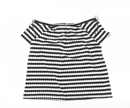 F&F Womens Black Striped  Basic Blouse Size 8