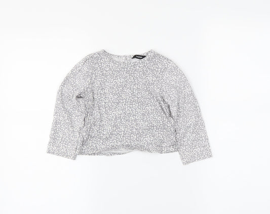 George Girls Grey Animal Print  Basic T-Shirt Size 2 Years