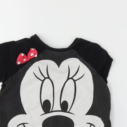Preloved H&M Girls Black   Basic T-Shirt Size 18-24 Months - Detail