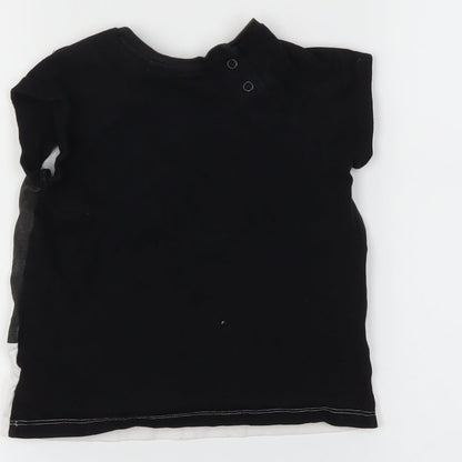 Preloved H&M Girls Black   Basic T-Shirt Size 18-24 Months - Label