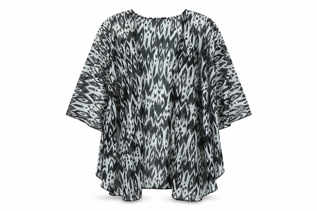 Divided Womens Black Animal Print  Kimono Jacket Size M