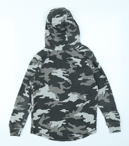 Preloved George Boys Grey Camouflage  Pullover Hoodie Size 7-8 Years - Back